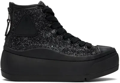 R13 Black Kurt High Top Sneakers In Black Sparkle