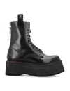 R13 Black Double Stack Boots In Black