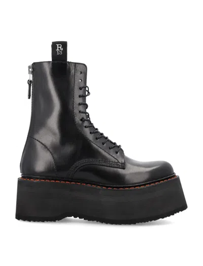 R13 BLACK LACE UP BOOTS
