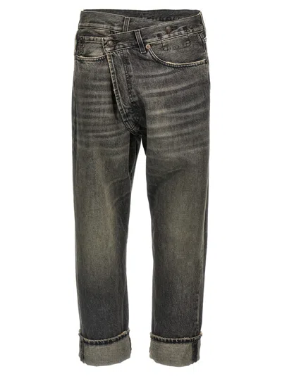 R13 Black Leyton Crossover-front Jeans