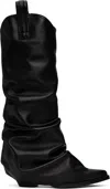 R13 Black Mid Cowboy Sleeve Boots In Black Leather