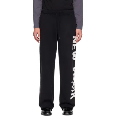 R13 ブラック 'new York 13' ワイドレッグ スウェットパンツ In Black