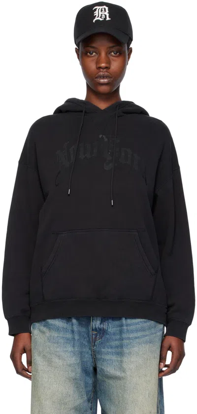 R13 Black 'new York' Hoodie In Acid Black