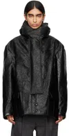 R13 Black Oversized Jacket In Shiny Black