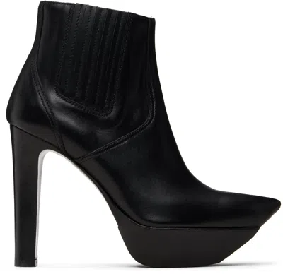 R13 Black Pointy Toe Platform Heeled Ankle Boots