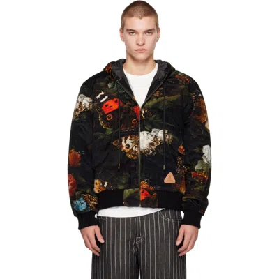 R13 ブラック Relaxed Workwear ジャケット In Floral Butterfly On