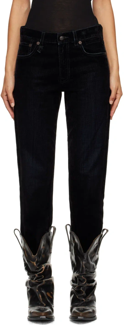 R13 Black Romeo Jeans In Flocked Black