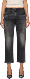 R13 Romeo Cuffed Jeans In Kennet Black Stretch