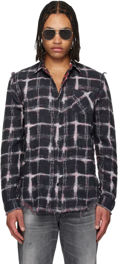 R13 Black Shredded Seam Reversible Shirt