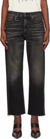 R13 Black Straight-leg Boyfriend Jeans In Abbey Black