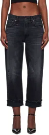 R13 BLACK STRAIGHT-LEG BOYFRIEND JEANS