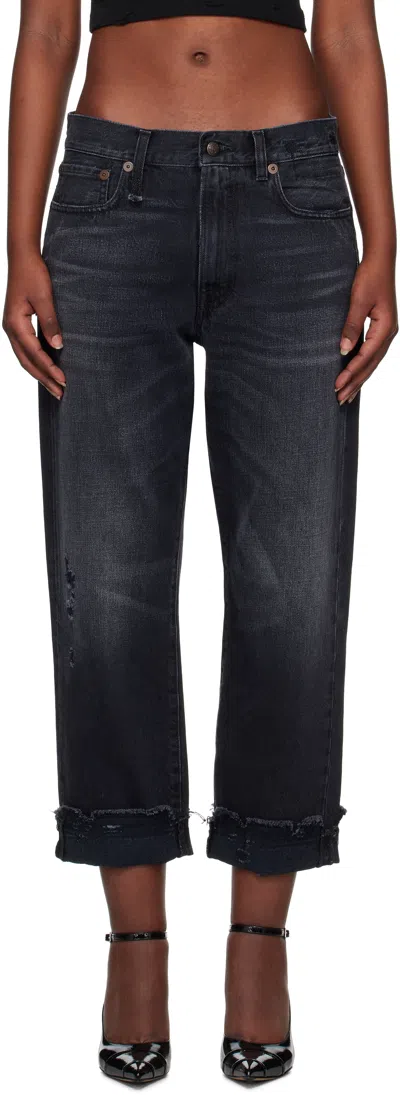 R13 Black Straight-leg Boyfriend Jeans In Jake Black