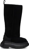 R13 Tall Chunky Genuine Shearling Lined Boot In Black