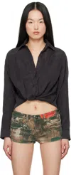 R13 Twisted Front Shirt In Black