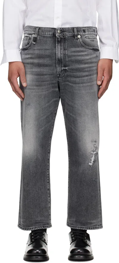 R13 Black Washed Boyfriend Jeans In Gray