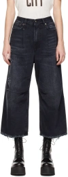 R13 Black Wide-leg Jeans In Jake Black