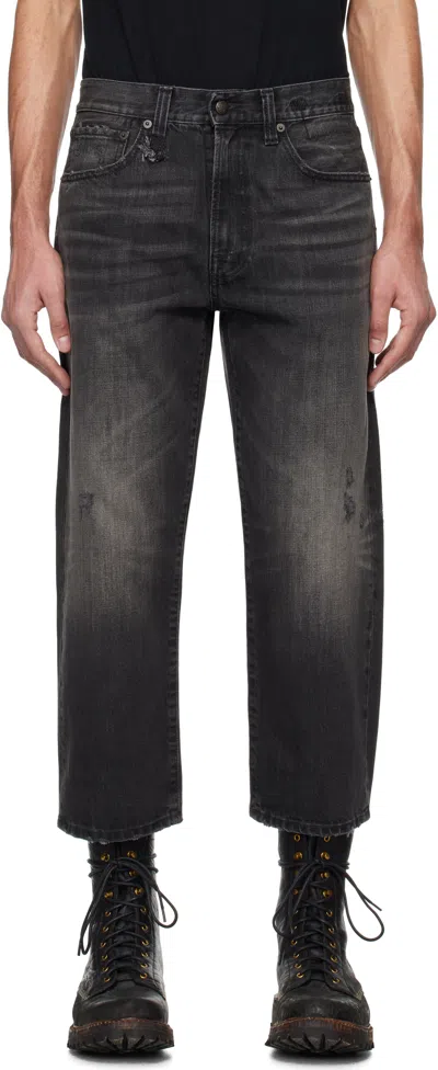 R13 Black Worn Wash X-boyfriend Jeans In Wilson Black