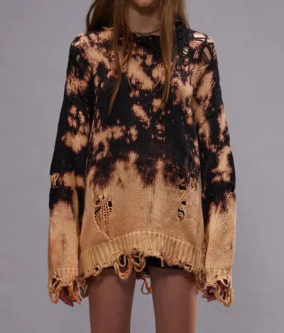 R13 Bleached Oversized Sweater In Bleached Black In Multi