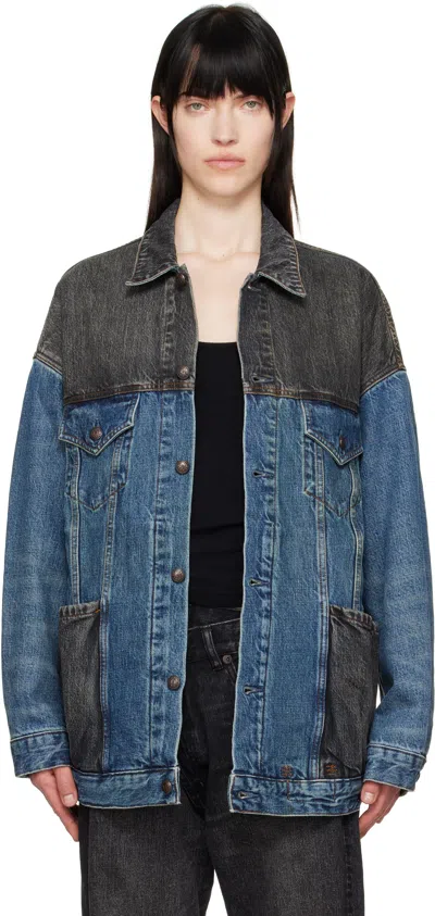 R13 BLUE & BLACK LACEY TRUCKER DENIM JACKET