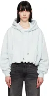 R13 Balloon Bubble Hem Cotton Fleece Hoodie In Light Blue