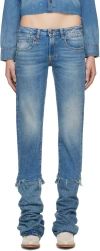 R13 Blue Boy Straight With Rips Jeans In Jasper Stretch