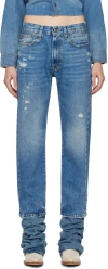 R13 Blue Boyfriend Jeans In Bain W Rips