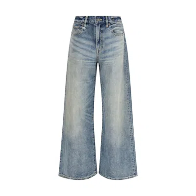 R13 Blue Cotton High-waisted Jean