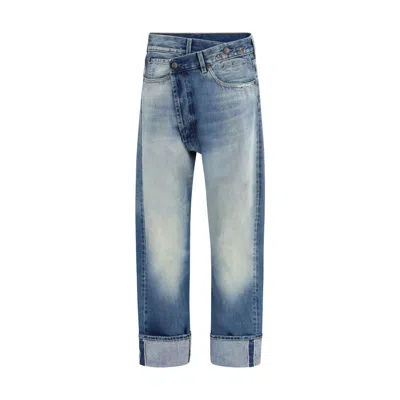 R13 Abyss Selve Cuffed Cossover Jeans In Blue