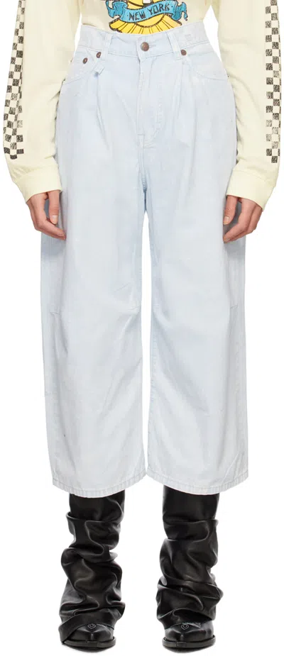 R13 Blue Cropped Jeans In Cloudy Blue