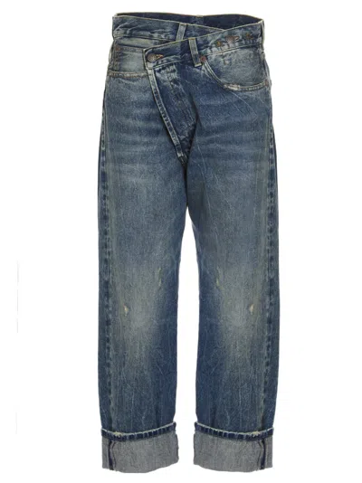 R13 WOMEN BLUE CROSS OVER JEANS, 26 LUXURY JEANS FOR WOMEN DARVEYS