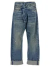 R13 Crossover Waist Distressed Jeans In Blue