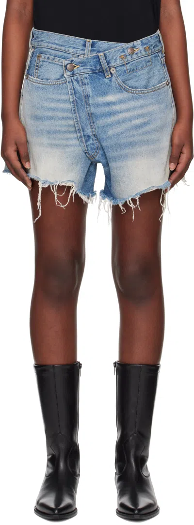 R13 Blue Crossover Denim Shorts In Turner Blue