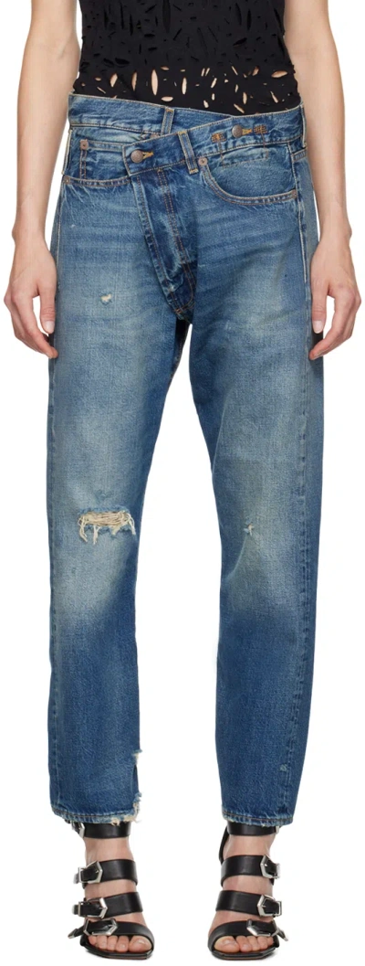 R13 Blue Crossover Jeans In Garnet Blue