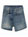 R13 Crossover Distressed Denim Shorts In Blue