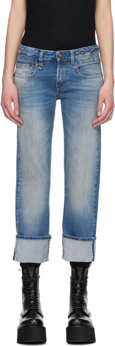 R13 Blue Cuffed Boy Straight Jeans