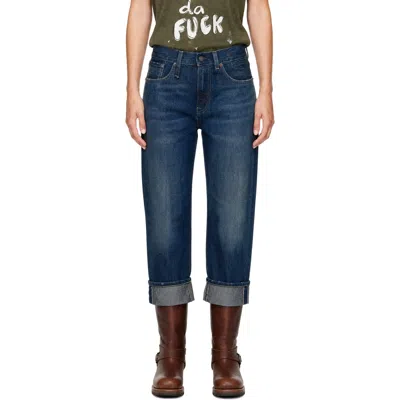 R13 Blue Cuffed Boyfriend Jeans