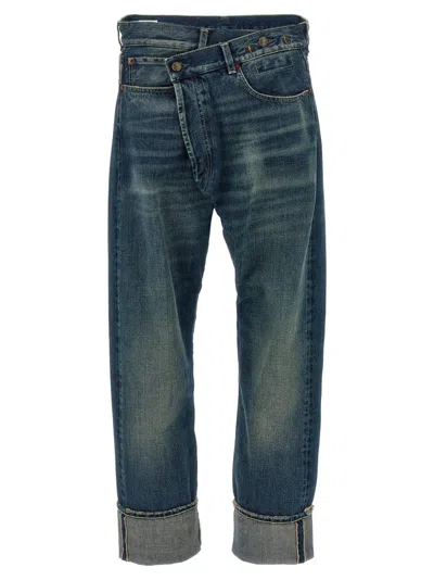 R13 Blue Cuffed Crossover Jeans