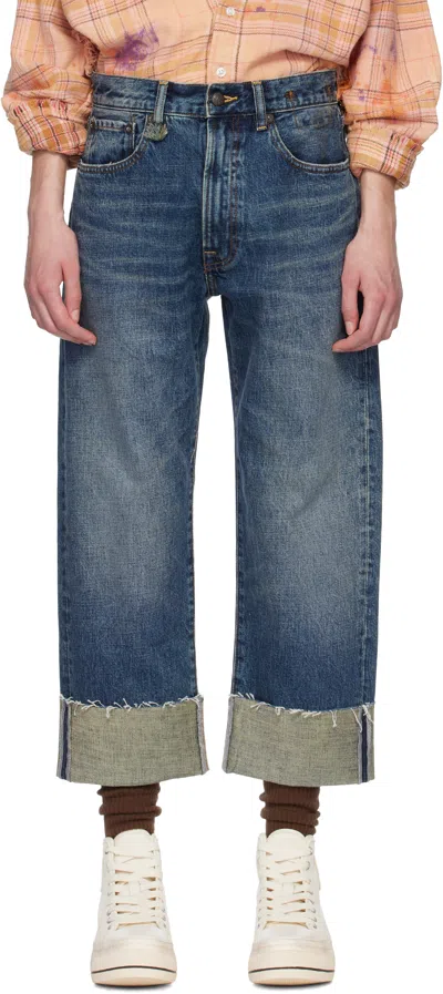 R13 Blue Cuffed X-boyfriend Jeans