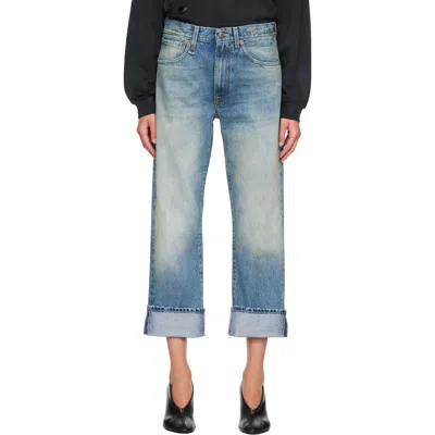 R13 Blue Cuffed X-boyfriend Jeans In Jasper Blue