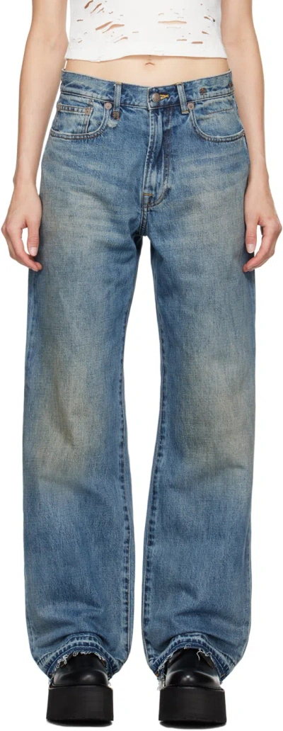 R13 Blue D'arcy Loose Jeans In Barter Indigo