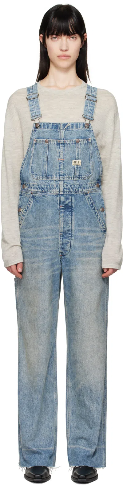 R13 Blue D'arcy Overalls In Lena Blue