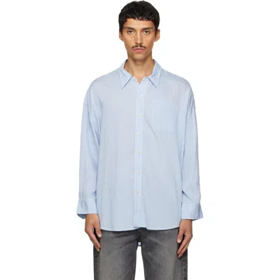 R13 Blue Drop Neck Shirt In Lightbluemultistripe