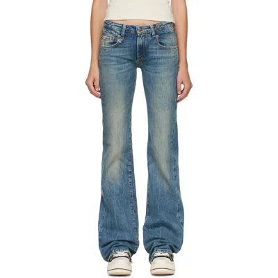 R13 Blue Flare Boy Jeans In Kelly Stretch