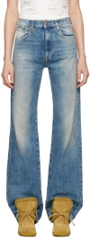 R13 Damon Pleated Wide Leg Jean In Weber Linen Indigo In Blue