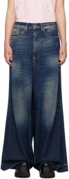 R13 Blue Stonewashed Wide-leg Jeans In Ansel Blue