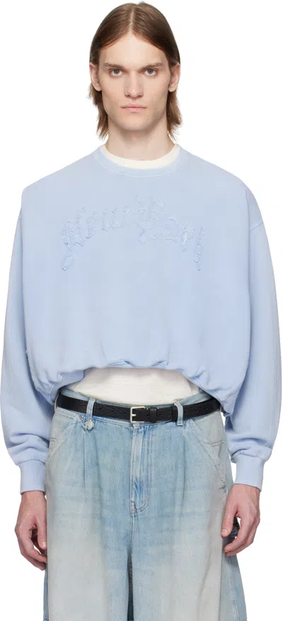 R13 Blue 'new York' Balloon Crewneck Sweatshirt In Light Blue