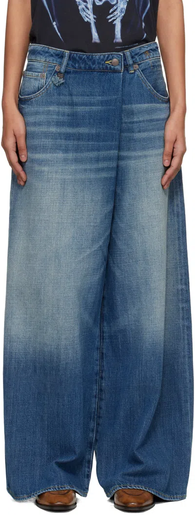 R13 Blue Nico Wrap Jeans