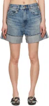 R13 Blue Nina Denim Shorts In Barter Indigo