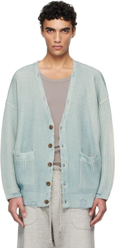 R13 Blue Oversized Cardigan In Light Sky Blue