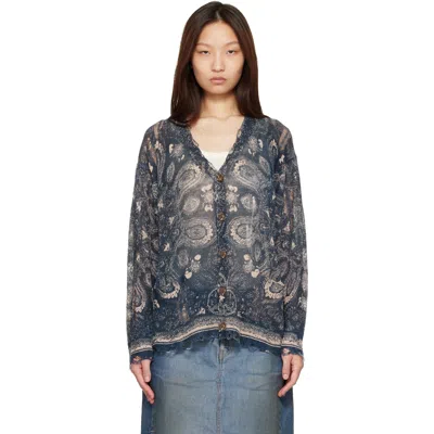 R13 Blue Printed Boyfriend Cardigan